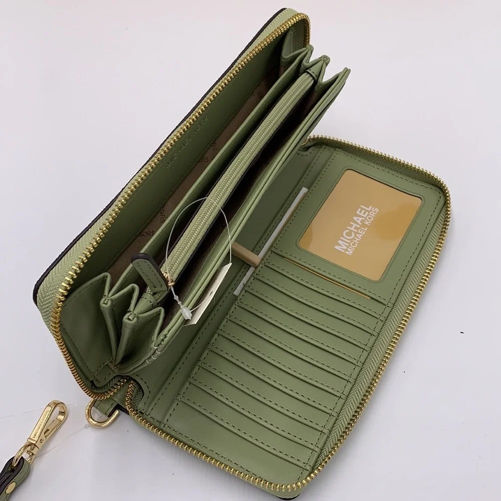 MICHAEL KORS  Large Travel Continental Leather
Color: Light Sage/ Brown multi - Picture 13 of 16